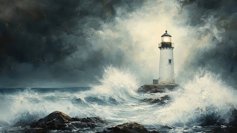 Leuchtturm im Meer von Gelissen Artworks