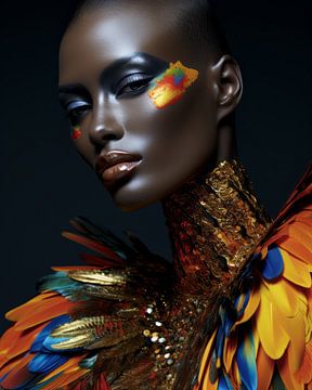 Colourful portrait "Tropical beauty" by Carla Van Iersel