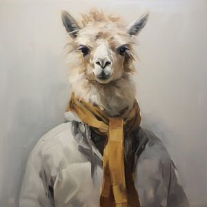 Alpaka mit Schal | Alpaka-Kunstwerk