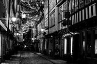 Erfurt Krämerbrücke at Christmas black and white