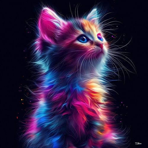 poes - kat in multicolor