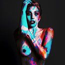 Lady Gaga Nackte Körperbemalung ARTPOP Digital Art in Blau, Rot, Orange von Art By Dominic Miniaturansicht