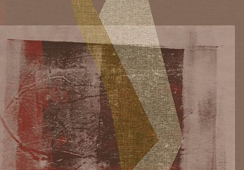 Retro collage op linnen in aardetinten.