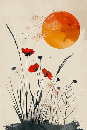 klaprozen in de zonsondergang