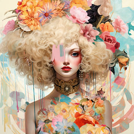Pastel Mood | A dreamy portrait of a woman with flowers in soft pastel shades by Mirjam Duizendstra