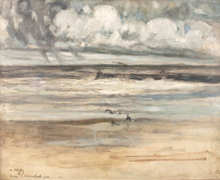View of the beach at Nieuwpoort, Auguste Oleffe, 1901 by Atelier Liesjes