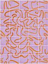 Moderne und abstrakte Linien auf einem Kachelmuster, lila - orange von Mijke Konijn Miniaturansicht