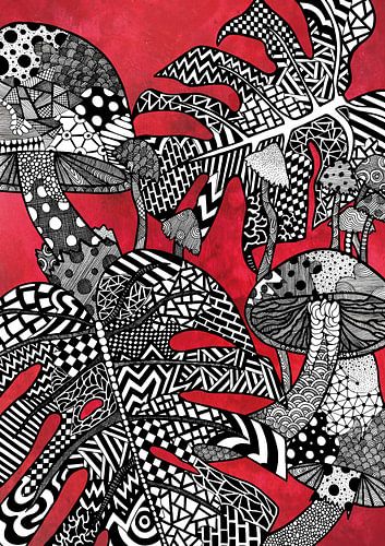 Groepsselfie Met Planten en Paddenstoelen von Studio Fantasia