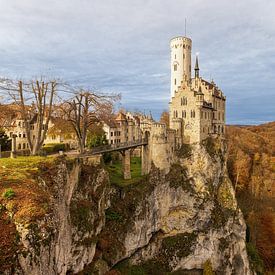 Lichtenstein Castle high above the Echaz valley in southern Germany by Marga Vroom