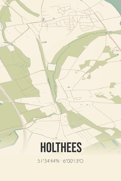 Alte Karte von Holthees (Nordbrabant) von Ortsdrucke