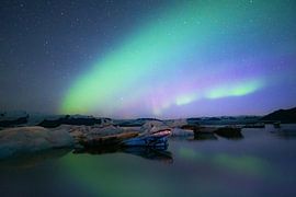 Polar lights above ice by Bastis Photos