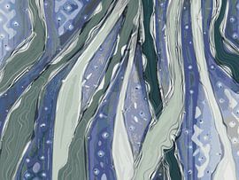 Light fall on hanging green seaweed nr. 1 by Anna Marie de Klerk