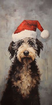 Labradoodle wearing a Santa hat by Whale & Sons