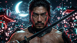 Cyberpunk-Samurai in Japan von my pixel art