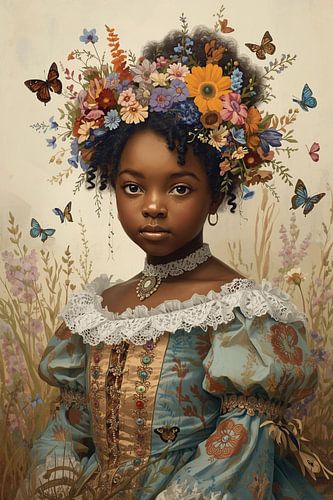 Mädchen mit Schmetterlingen und Blumen von Bernhard Karssies