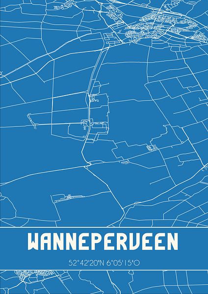 Blueprint | Carte | Wanneperveen (Overijssel) par Affiches de lieux