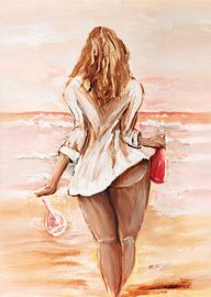 Strand Zee en Wijn van Krista Kitsz Art