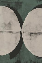 Abstract shapes in white, black and green. by Dina Dankers