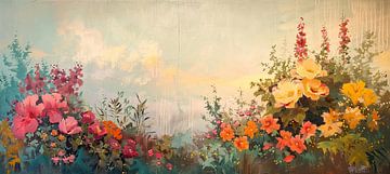 Bloementuin | Sunrise Garden Serenity van Abstract Schilderij