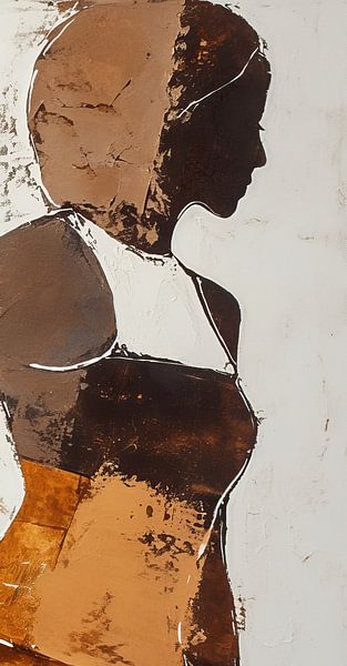 Vrouwenfiguur | Shadows of Rust and Earth van Abstract Schilderij