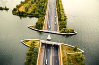 Aqueduct Veluwemeer in the Veluwe lake with a boat sailing in th by Sjoerd van der Wal Photography thumbnail