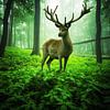 Großer Hirsch im grünen Zauberwald von Oliver Henze