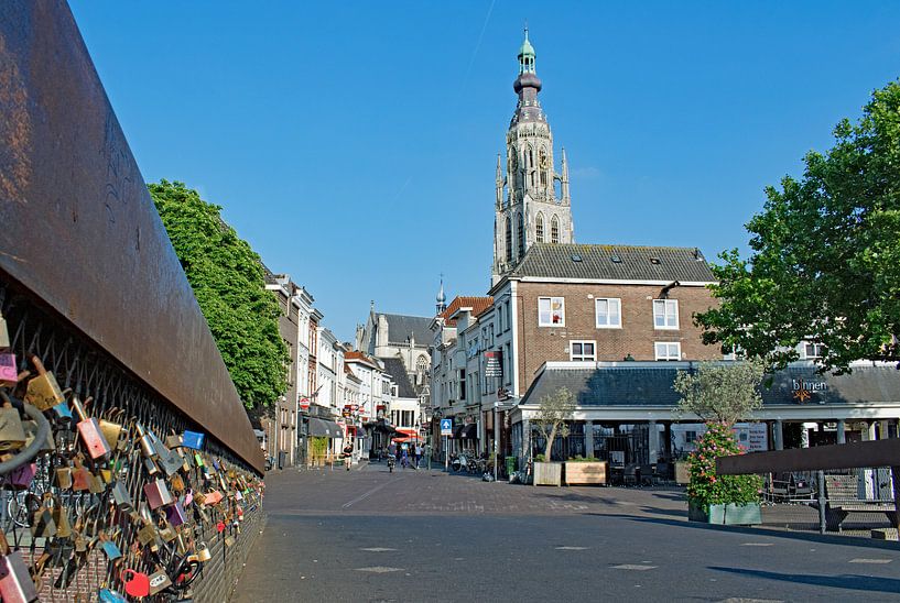 Large church of Breda from the Hoge Brug, lock bridge by Judith Cool