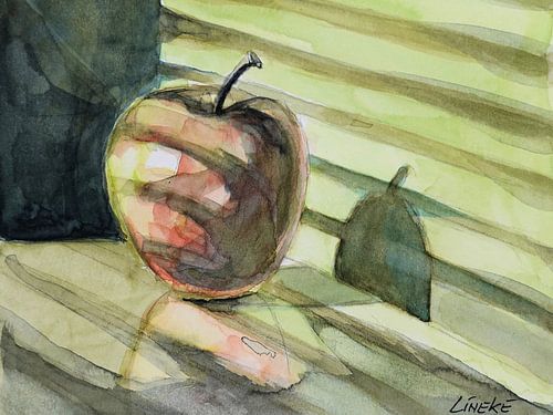 Appel in zonlicht Aquarel