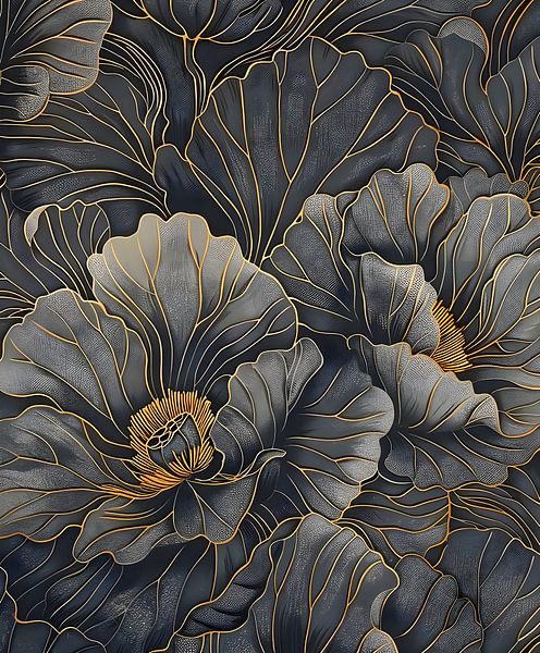 Schwarze Mohnblumen mit Gold von But First Framing