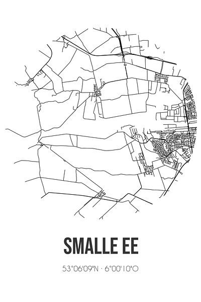 Smalle Ee (Fryslan) | Landkaart | Zwart-wit van Stad & Wand