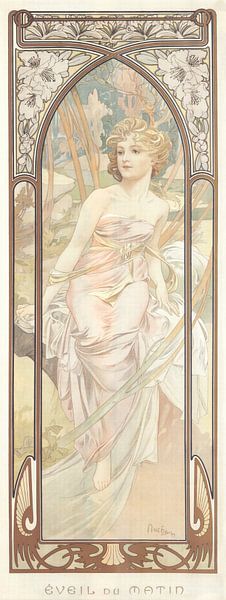 Tijden van de Dag: Ochtend Ontwaken - Art Nouveau Schilderij Mucha Jugendstil van Alphonse Mucha