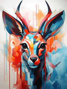 Geometric Grace - Abstract Antelope Portrait by Eva Lee