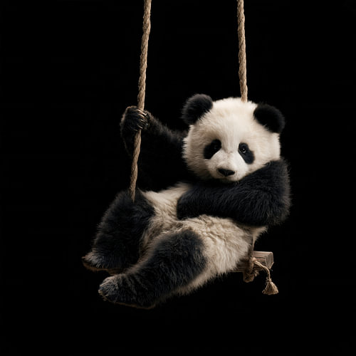 Panda op een schommel