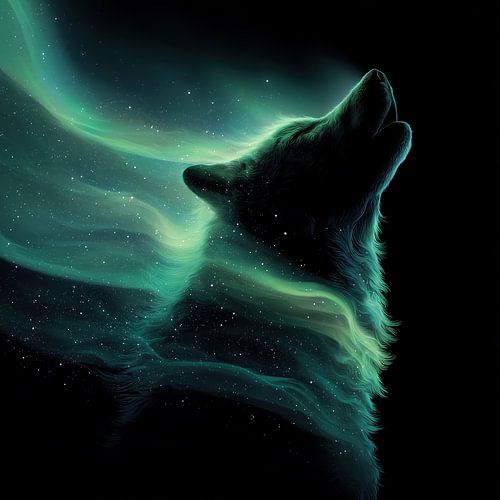 Wolf van het noorderlicht aurora borealis