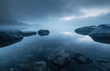 Stenen in het meer van fernlichtsicht