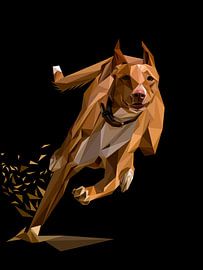 Abstrakter brauner Hund im Lauf – Lowpoly
