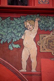 Fresco of child at Basel Town Hall in Switzerland by Joost Adriaanse