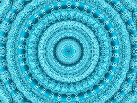 Retro Aqua (Retro figure or Mandala in Petrol) by Caroline Lichthart