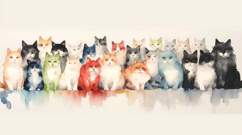Street cat portrait in watercolour by Vlindertuin-Art