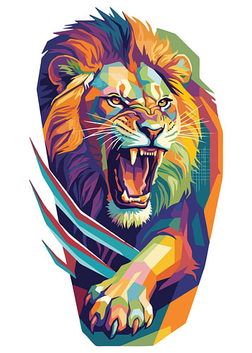 Löwe – WPAP-Pop-Art-Illustration – Metallposter – Porträt