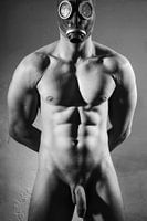 Very nice naked man with beautiful muscular body photographed in black and white.  #E0026
