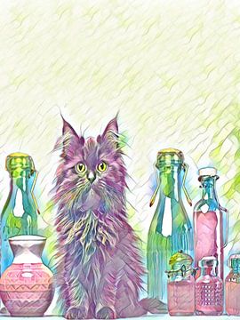 Katze und Flasche von TOAN TRAN