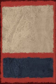 Abstrakte minimalistische Landschaftsmalerei in weiß, rot, blau von Abstrakte minimalistische Kunst