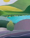 Abstract landscape with a green tree by Tanja Udelhofen thumbnail