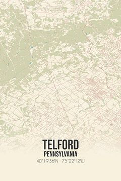 Vintage landkaart van Telford (Pennsylvania), USA. van Rezona
