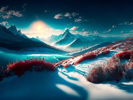 Winterlandschap met zon