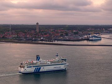 Ferry to Terschelling at dusk by Ewold Kooistra