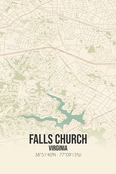 Vintage map of Falls Church (Virginia), USA. by Prints of Place