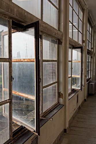 Old windows of the central in Zwevegem "Transfo"