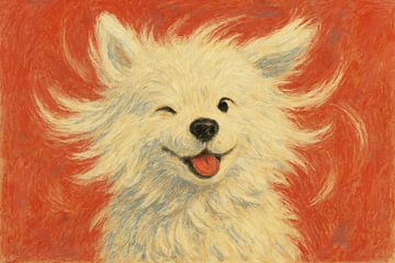 White dog with happy wink by Imperial Art House